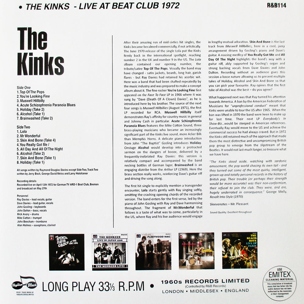 KINKS LP Live At Beat Club 1972