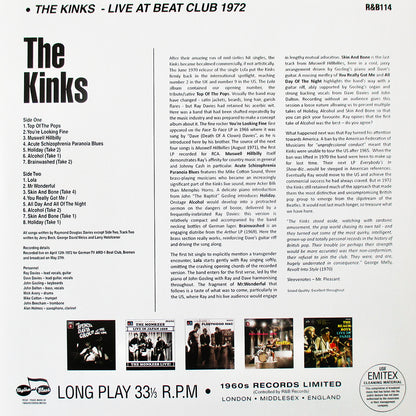 KINKS LP Live At Beat Club 1972