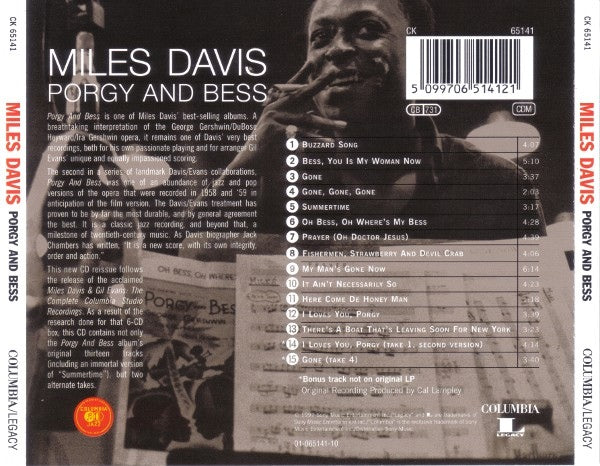 MILES DAVIS CD Porgy And Bess (+ Bonus Tracks)