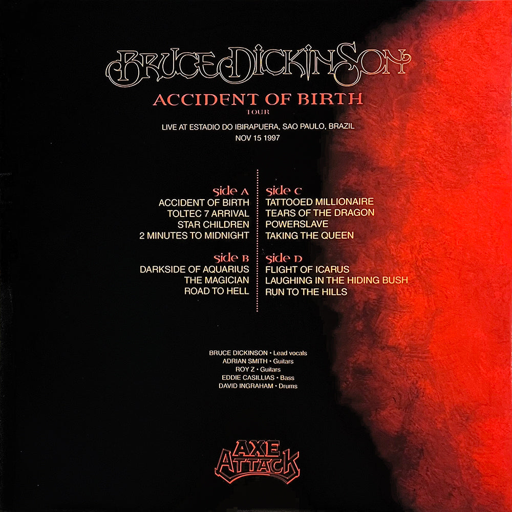 BRUCE DICKINSON 2xLP Accident Of Birth Tour (Blue Coloured Vinyls) with OBI