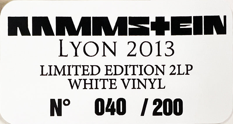 RAMMSTEIN 2xLP Lyon 2013 (White Coloured Vinyl) 200 Numbered Copies