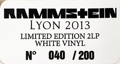 RAMMSTEIN 2xLP Lyon 2013 (White Coloured Vinyl) 200 Numbered Copies