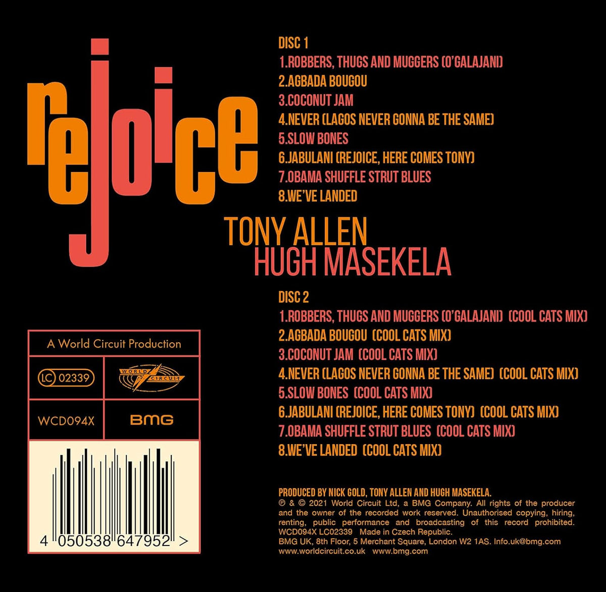 TONY ALLEN HUGH MASEKELA 2xCD Rejoice (Special Edition, Hardback Book Sleeve)