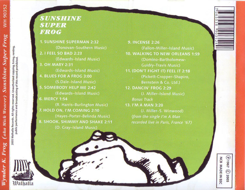 WYNDER K. FROG CD Sunshine Super Frog
