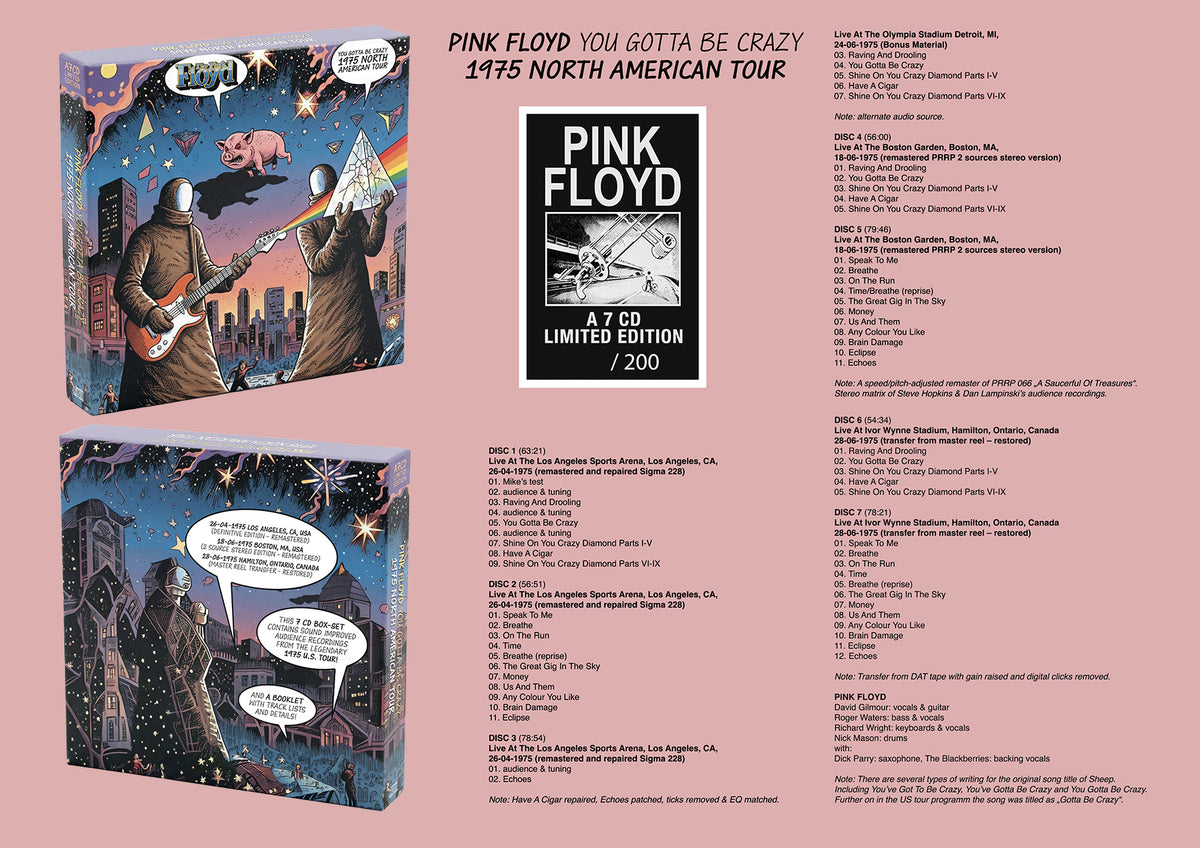 PINK FLOYD BOX SET 7xCD You Gotta Be Crazy 1975 North American Tour (200 Copies)