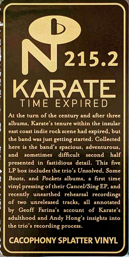 KARATE BOX SET 5xLP Time Expired (Cacophony Splatter Coloured Vinyl Edition)