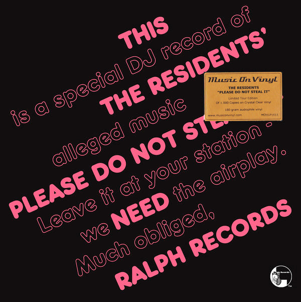 THE RESIDENTS LP Please Do Not Steal It! (Crystal Clear Coloured Vinyl)