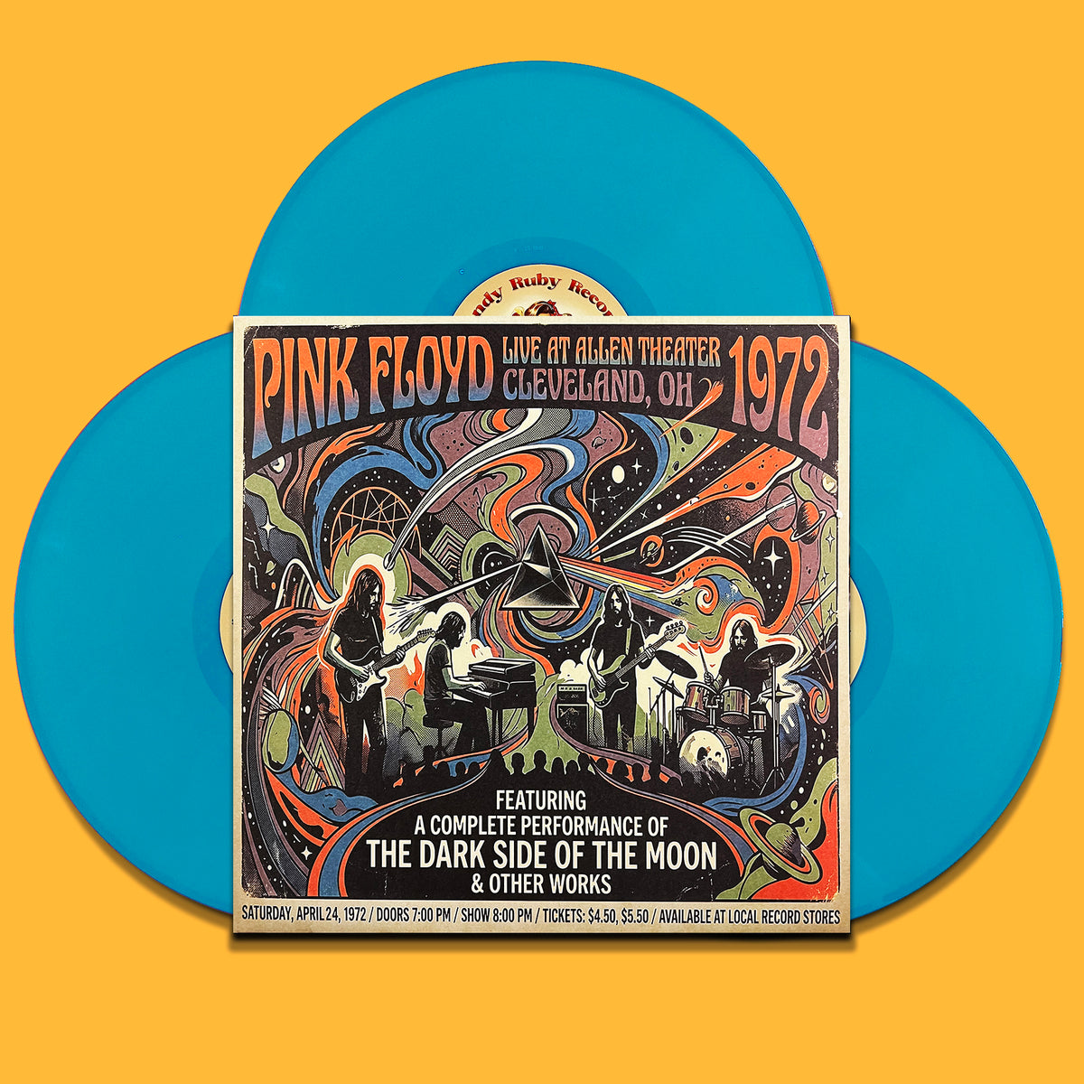 PINK FLOYD 3xLP Allen Theater, Cleveland 1972 (Celestial Blue Colour 350 Copies)