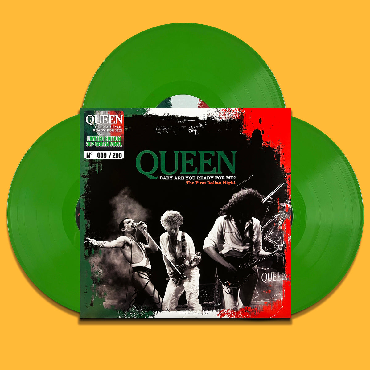 QUEEN 3xLP Baby Are You Ready For Me? The First Italian Night (Green Colour) 200 Numbered Copies