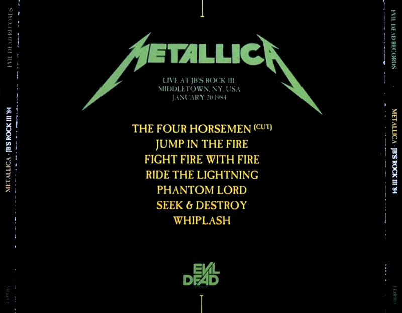 METALLICA LP+CD BOX SET JB'S Rock III '84 (Lime Green Vinyl) 200 Numbered Copies