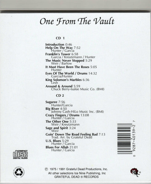 GRATEFUL DEAD 2xCD One From The Vault (Digipack)