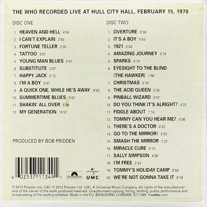 THE WHO 2xCD Live At Hull 1970 (Deluxe Edition)