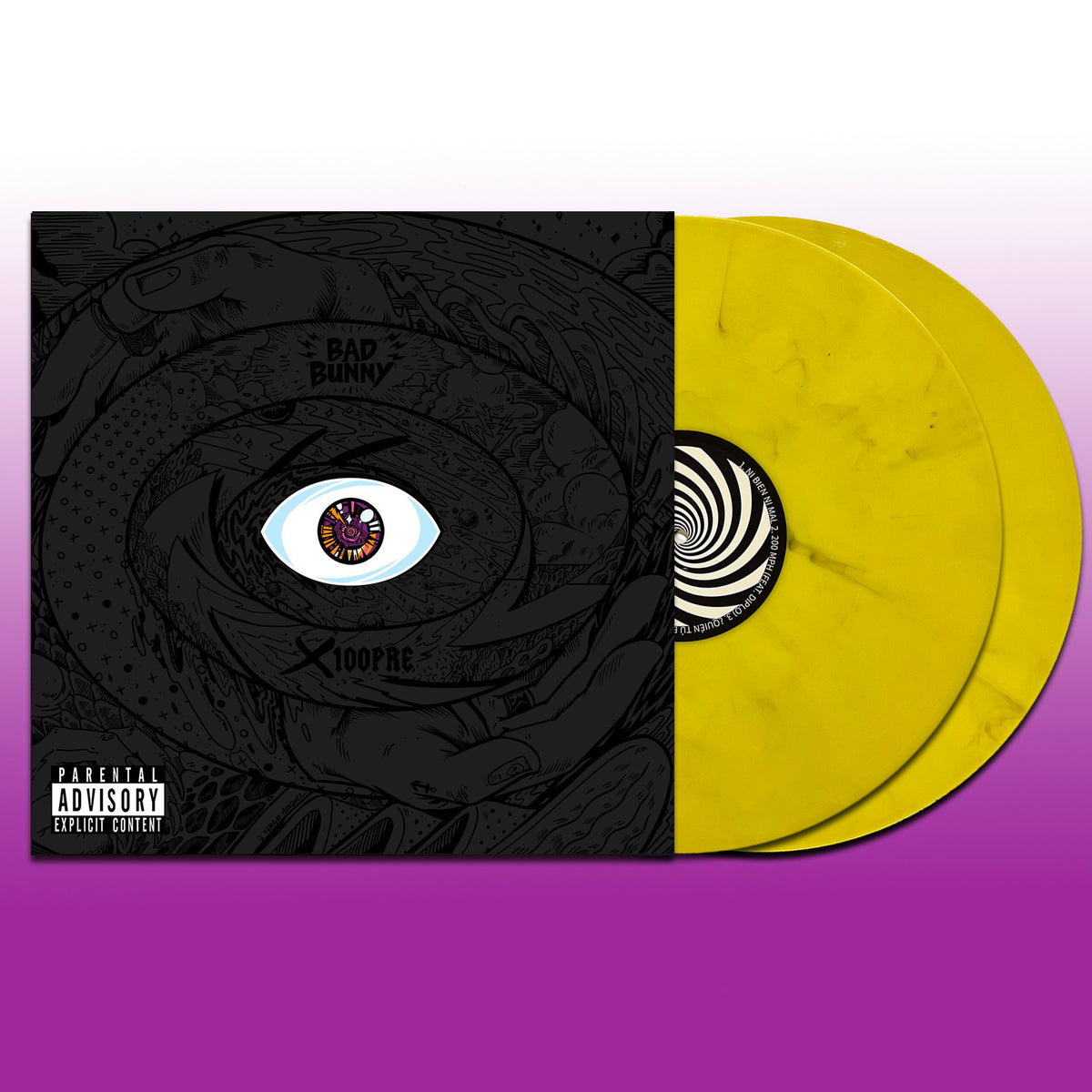 BAD BUNNY 2xLP X100pre (Yellow Marbled Coloured Vinyls) with Poster