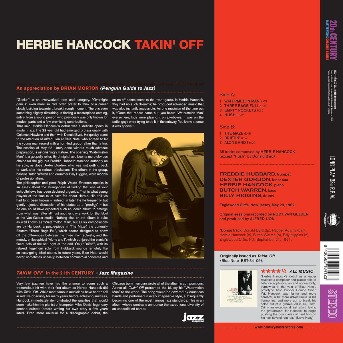 HERBIE HANCOCK LP Takin' Off (Red Coloured 180 Gram Heavyweight Vinyl)