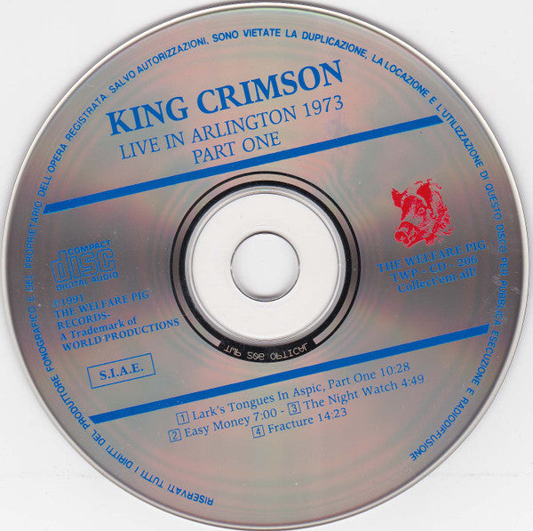 KING CRIMSON CD Arlington 1973, Part One