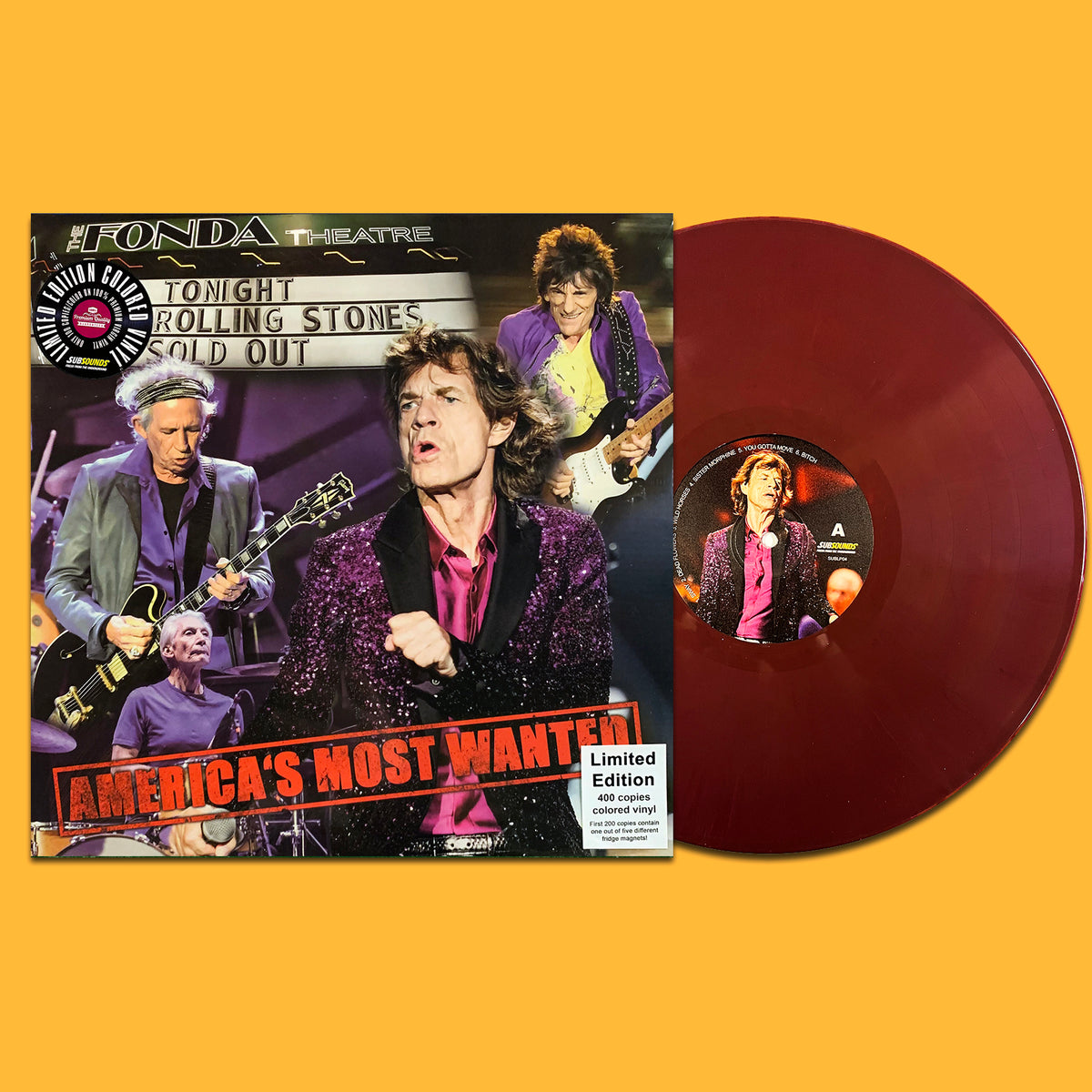 ROLLING STONES LP America's Most Wanted (Purple Coloured Vinyl) +Ron Wood Magnet