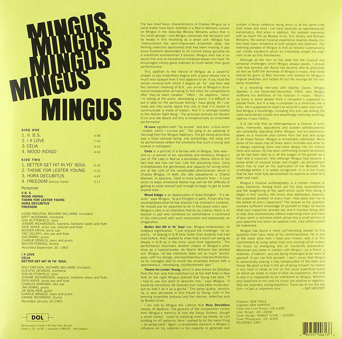 CHARLES MINGUS LP Mingus Mingus Mingus Mingus Mingus (Blue Coloured Vinyl)