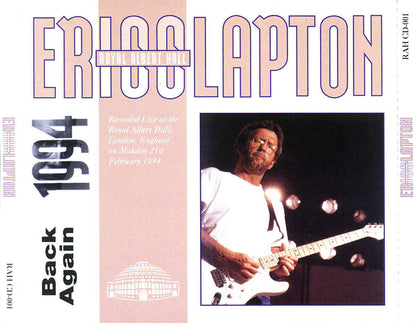 ERIC CLAPTON 2xCD Back Again - Royal Albert Hall 1994
