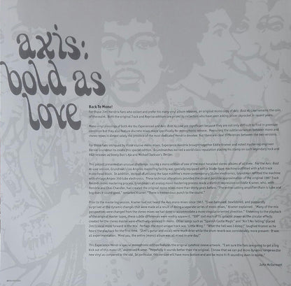 JIMI HENDRIX LP Axis Bold As Love (Mono 180 Gr)