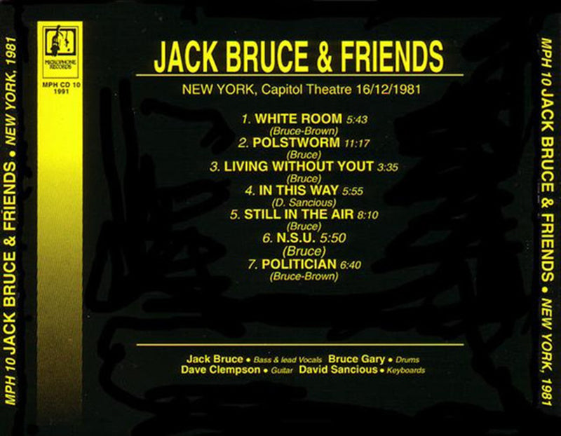 JACK BRUCE & FRIENDS CD New York 1981