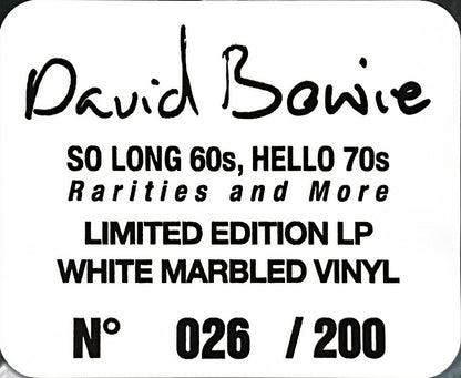 DAVID BOWIE LP So Long 60S, Hello 70S - Rarities And More (White Marbled Colour)