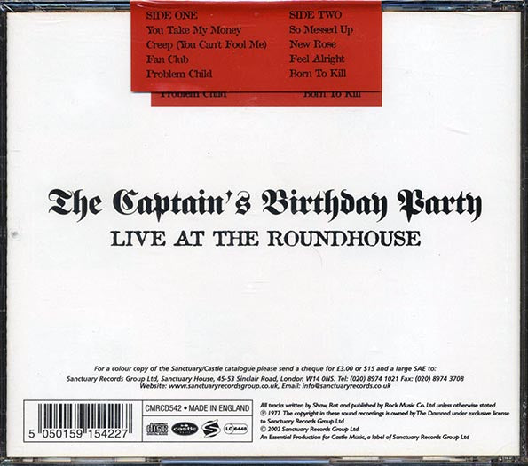 The Damned - The Captain's Birthday Party: Live At The Roadhouse - CD