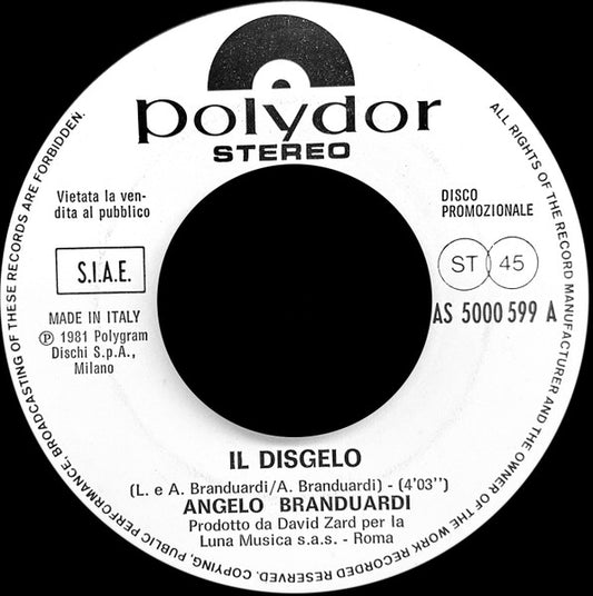 Angelo Branduardi / Kiss – Il Disgelo / I - 7" - 1981 - Polydor – AS 5000 599, Casablanca – AS 5000 599 - Vinilo Buen Estado / Portada Genérica (VG/Generic).