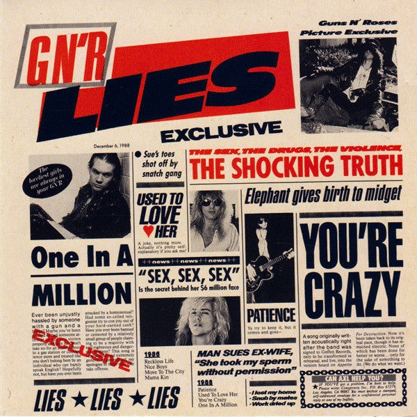 Guns N' Roses – G N' R Lies - CD - Geffen Records – GEFD 24198 - CD Muy Buen Estado (VG+) / Portada Como Nueva (M-)