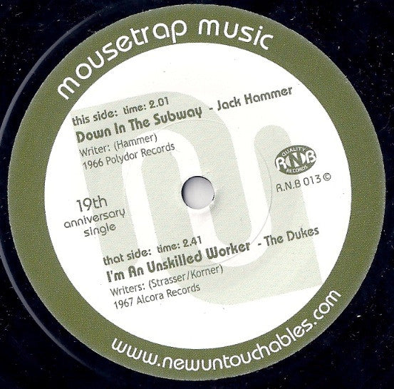 Jack Hammer / The Dukes – Down In The Subway / I'm An Unskilled Worker - 7" - 2010 - Mousetrap – R.N.B 013 - Vinilo Como Nuevo / Portada Genérica (M-/Generic)