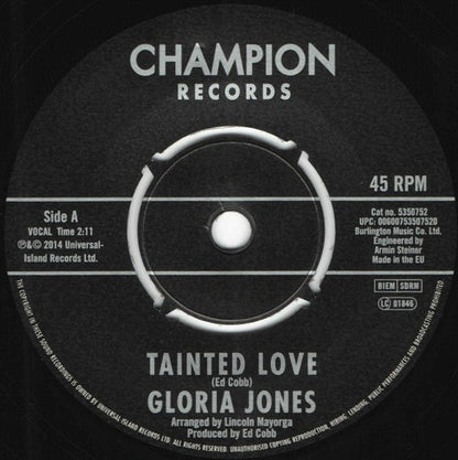 Gloria Jones – Tainted Love / Come Go With Me - 7" - 2014 - Champion Records – 5350752 - Vinilo Como Nuevo / Portada Genérica (M-/Generic)