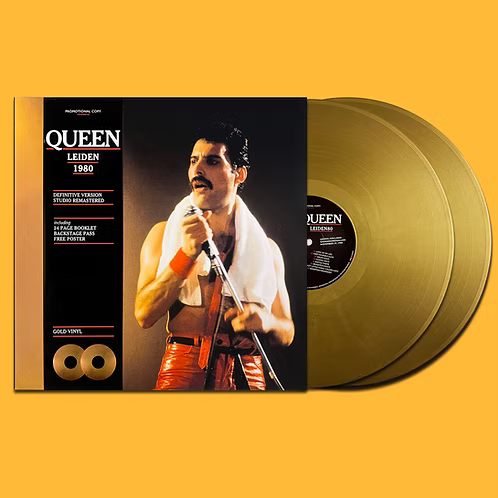 QUEEN 2xLP Leiden 1980 (Gold Coloured Vinyls) with Poster, Booklet & Pass