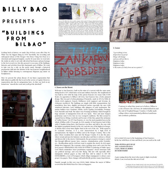 Billy Bao – Buildings From Bilbao - LP - Gatefold - 2012 - Burka For Everybody – BFE 010, Terminal Picnic Records