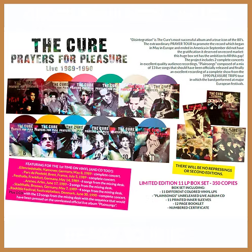 THE CURE BOX SET 11xLP Prayers For Pleasure Live 1989-1990 (350 Coloured Copies)