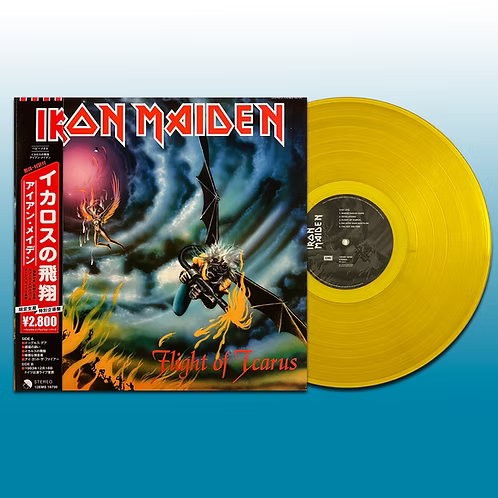 IRON MAIDEN LP Flight Of Icarus + Live Dortmund 1983 (Yellow Colour) with OBI