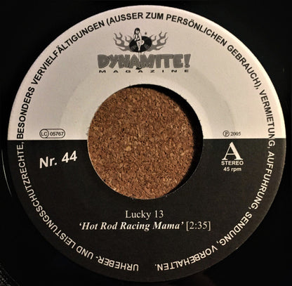 Lucky 13 / Red Hot Wheels / Slick Crusty & His Satty Racers ‎– Dynamite! The World Of Rock 'n' Roll Nr. 44 - 7" - 2005 - Part Records ‎– MF 25101 - Vinilo Como Nuevo / Portada Genérica (M-/Generic)
