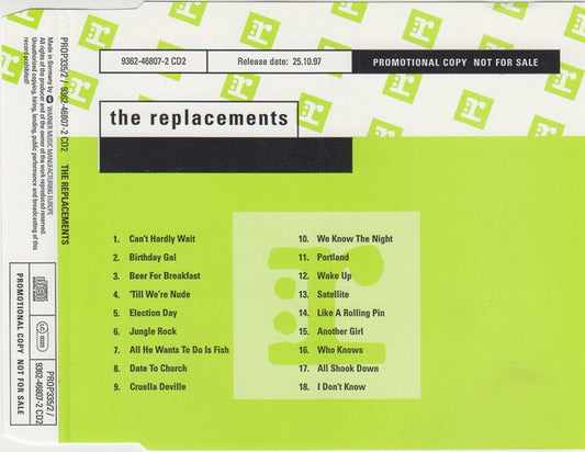 The Replacements – The Replacements - CD, Compilation, Promo - 1997 - Reprise Records – PROP335/2, Reprise Records – 9362-46807-2 CD2