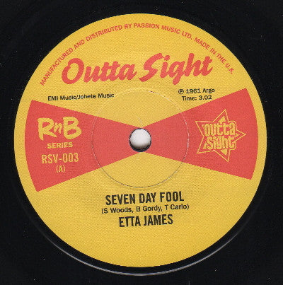 Etta James / Tiny Topsy – Seven Day Fool / Just A Little Bit - 7" - 2012 - Outta Sight – RSV-003 - Vinilo Muy Buen Estado / Portada Genérica (VG+/Generic)