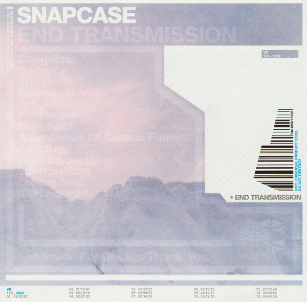 Snapcase – End Transmission - CD - Muy Buen Estado / Very Good Condition (VG+ / M-)