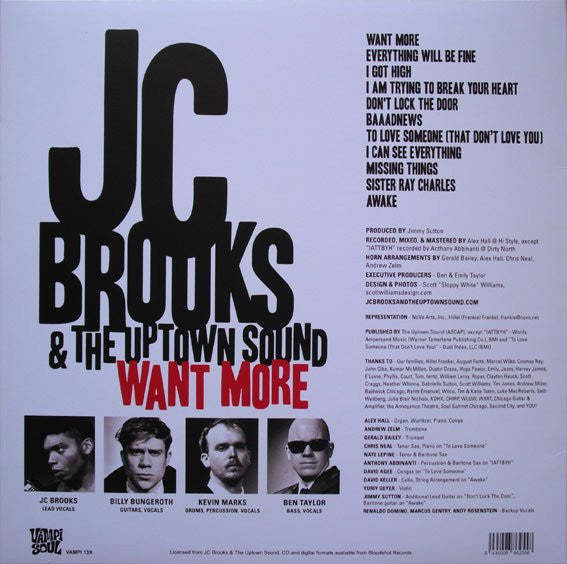 JC Brooks & The Uptown Sound – Want More - LP - 2011 - Vampi Soul – VAMPI 139