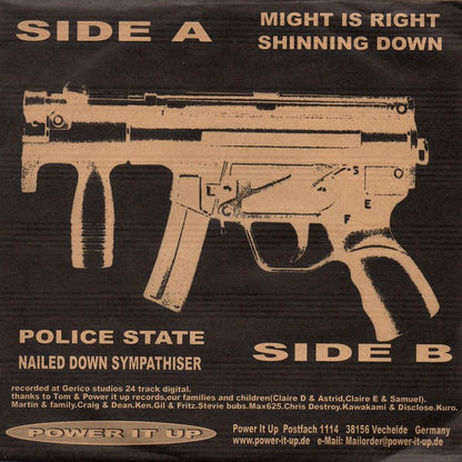 Nailed Down – Might Is Right - 7" - 2002 - Power It Up – P.I.U. #1 - Vinilo Como Nuevo / Portada Como Nueva (M-/M-)