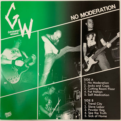 Government Warning – No Moderation - LP - 2006 - Feral Ward – YAN-0012-034-2006 - Vinilo Muy Buen Estado / Portada Muy Buen Estado (VG++/VG++).