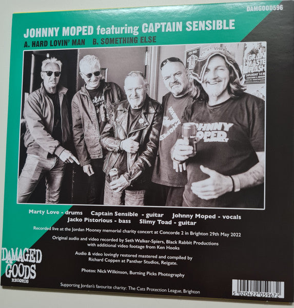 Johnny Moped Featuring Captain Sensible - God Save Our Queen, Jordan Mooney 1955-2022 (7", Single, Ltd, Verde / Green)