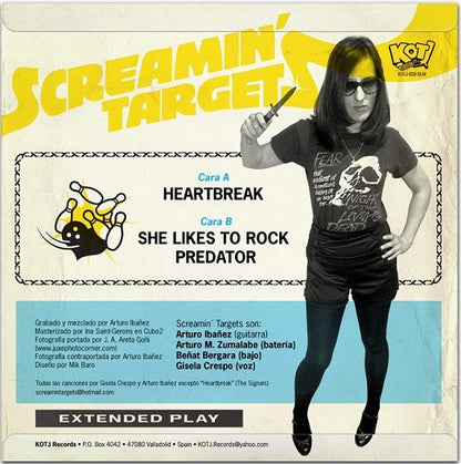 Screamin' Targets – Heartbreak - 7" - 2012 - KOTJ Records – KOTJ 003 OLM - Como Nuevo / Like New (M / M-)