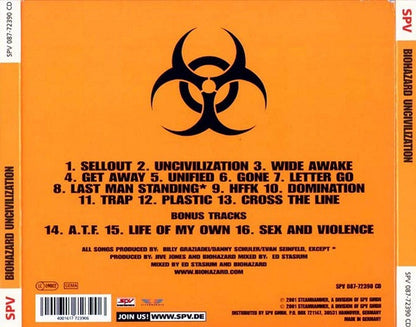 Biohazard – Uncivilization - CD - Digipak - Incluye Pegatina del Grupo - With Band Sticker - USADO / USED (M / M-)