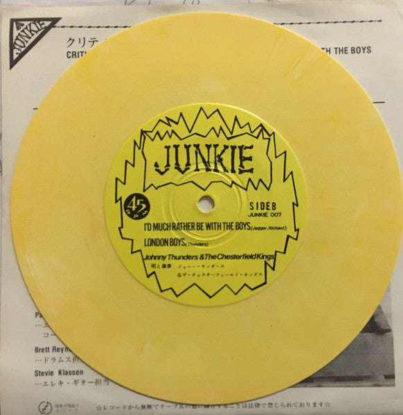 Johnny Thunders & The Chesterfield Kings - Critic's Choice (7", Single, Unofficial, Amarillo / Yellow)