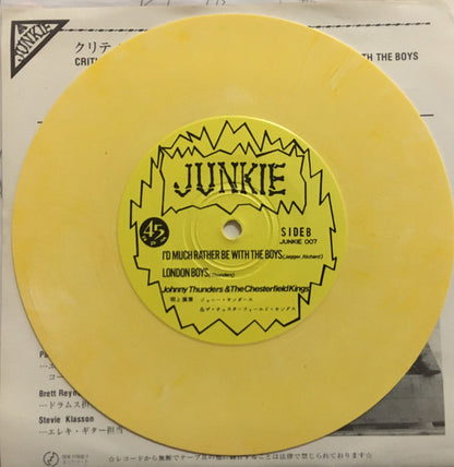 Johnny Thunders & The Chesterfield Kings - Critic's Choice (7", Single, Unofficial, Amarillo / Yellow)