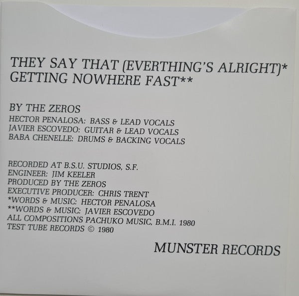 Zeros - They Say That (Everything's Alright) / Getting Nowhere Fast (7", Single, RE, S/Edition, Transparente / Clear)