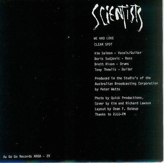 Scientists – We Had Love / Clear Spot - 7" - 1983 - Au Go Go – ANDA 29 - Vinilo Como Nuevo / Portada Muy Buen Estado (M-/VG+)