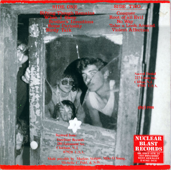 Sacred Denial – Sifting Through Remains - LP - 1988 - Nuclear Blast – NB 010 - Vinilo Como Nuevo (M-) / Portada Muy Buen Estado (VG+)