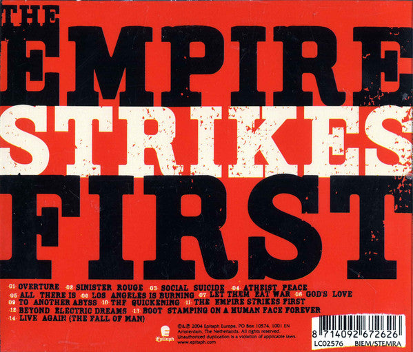 Bad Religion – The Empire Strikes First - CD+DVD - Como Nuevo / Like New (M- / M-)